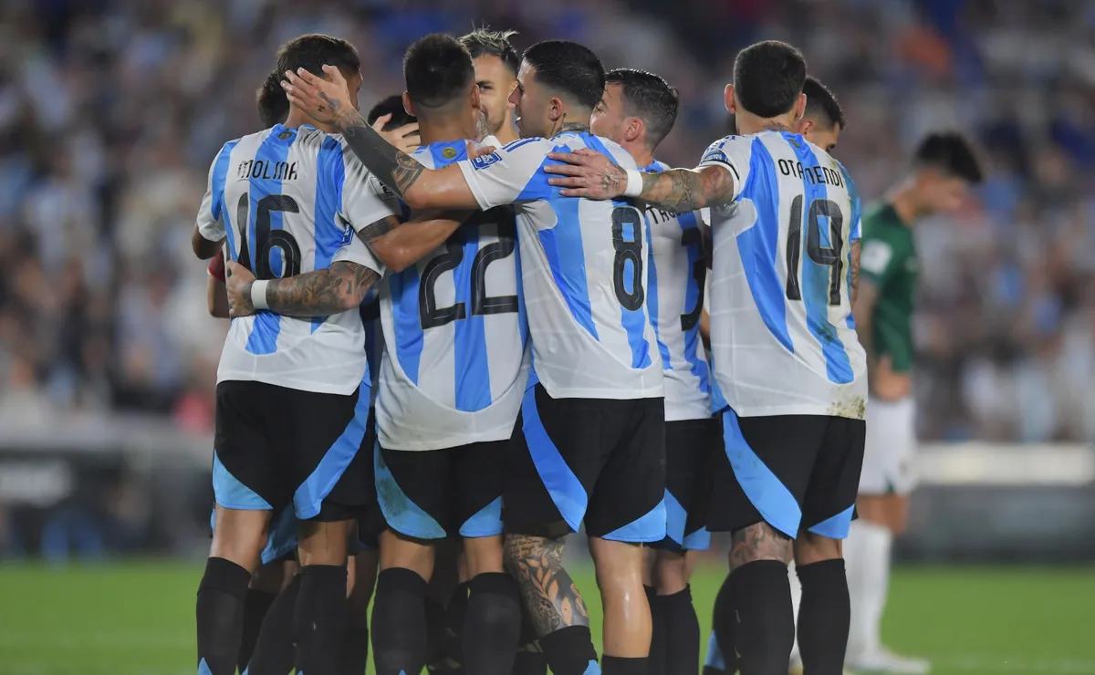 Los jugadores de la Selección Argentina, a puro festejo.