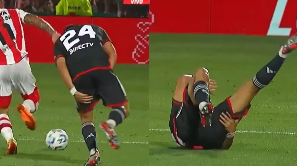 Acuña se lesionó en el segundo tiempo en Córdoba.