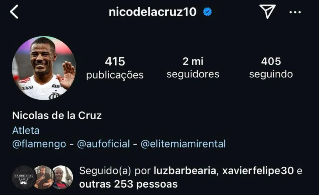 La nueva foto de perfil de De la Cruz en Instagram.
