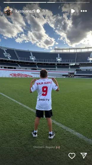 La historia que compartió Suárez en Instagram de su hijo de 10 años.