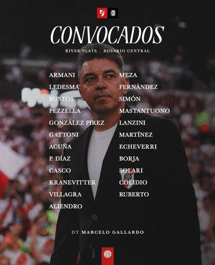 Los convocados de River vs. Central