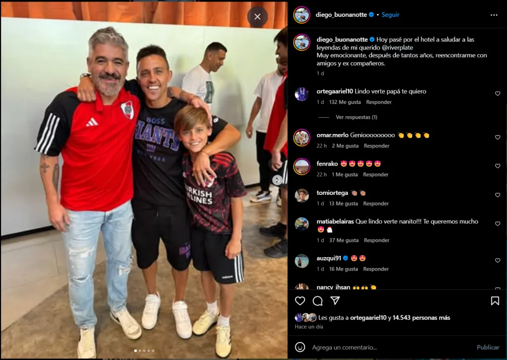 La publicación de Buonanotte junto a Ortega. (Instagram @diego_buonanotte)