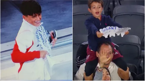 Dos pequeños hinchas de River, reconocidos por Pity Martínez y Pablo Solari.