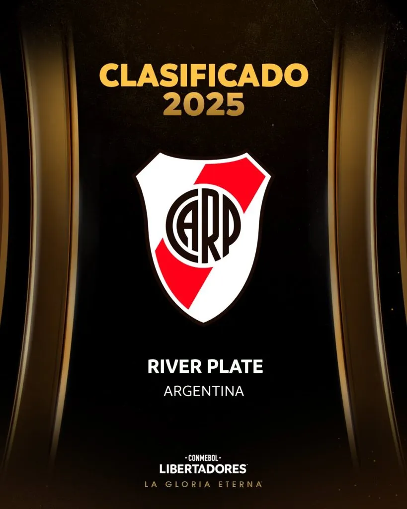 La placa con la que Conmebol anunció la clasificación de River.
