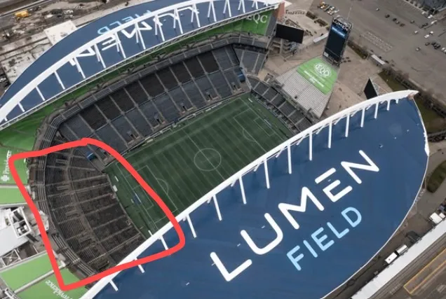 Remarcado con rojo, la tribuna que le asignarían a River para los dos partidos en Seattle.