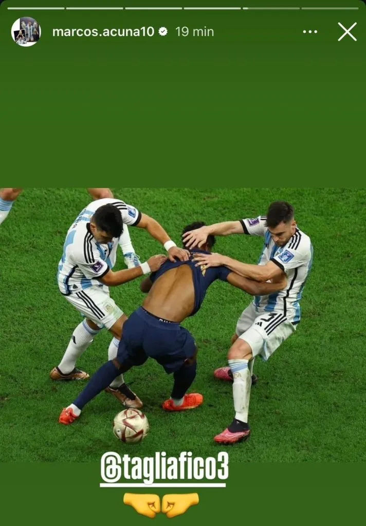 La historia de Acuña en Instagram, ¿guiño a la legada de Tagliafico?