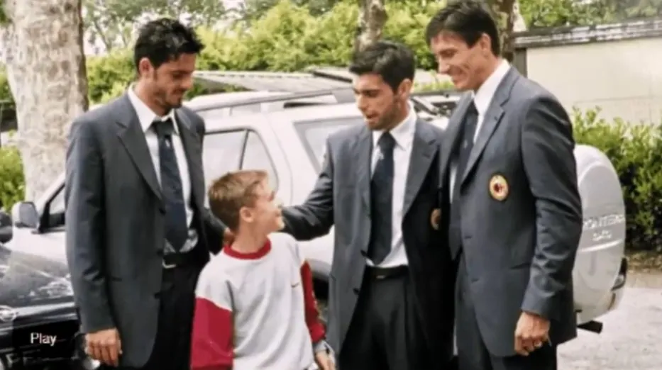 Leandro Depetris en Milán con Luigi Sala, Roberto Ayala y José Chamot.