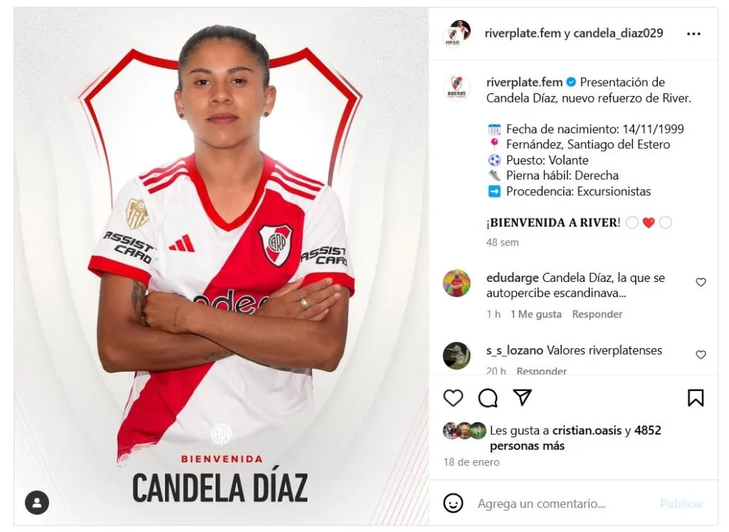 Presentación de Candela Díaz en River.