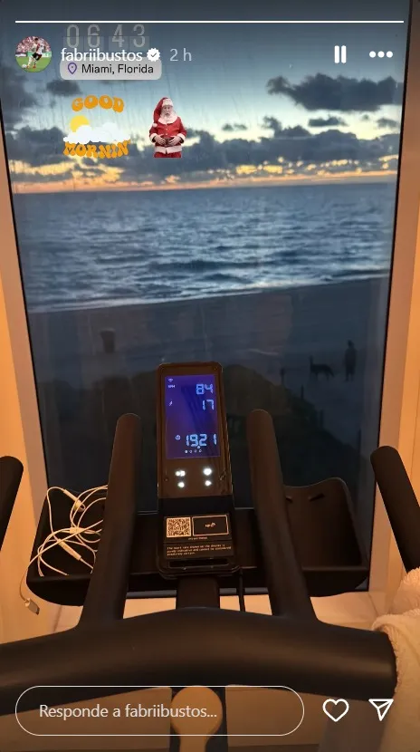 La historia de Bustos entrenando en sus vacaciones en Miami.