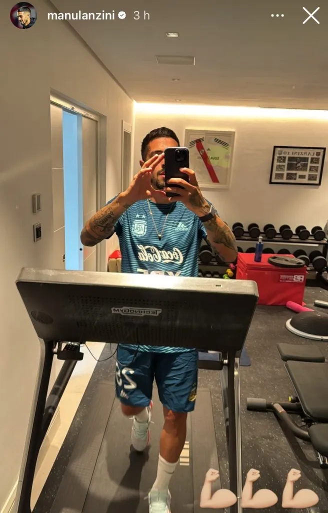 Lanzini entrena solo durante sus vacaciones (Foto: Captura: Instagram).