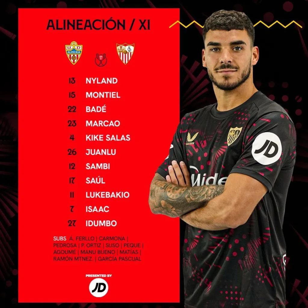 La formación de Sevilla para este sábado.