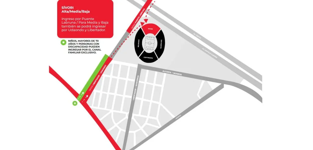 Ingresos al Monumental: Sívori Alta, Media y Baja.
