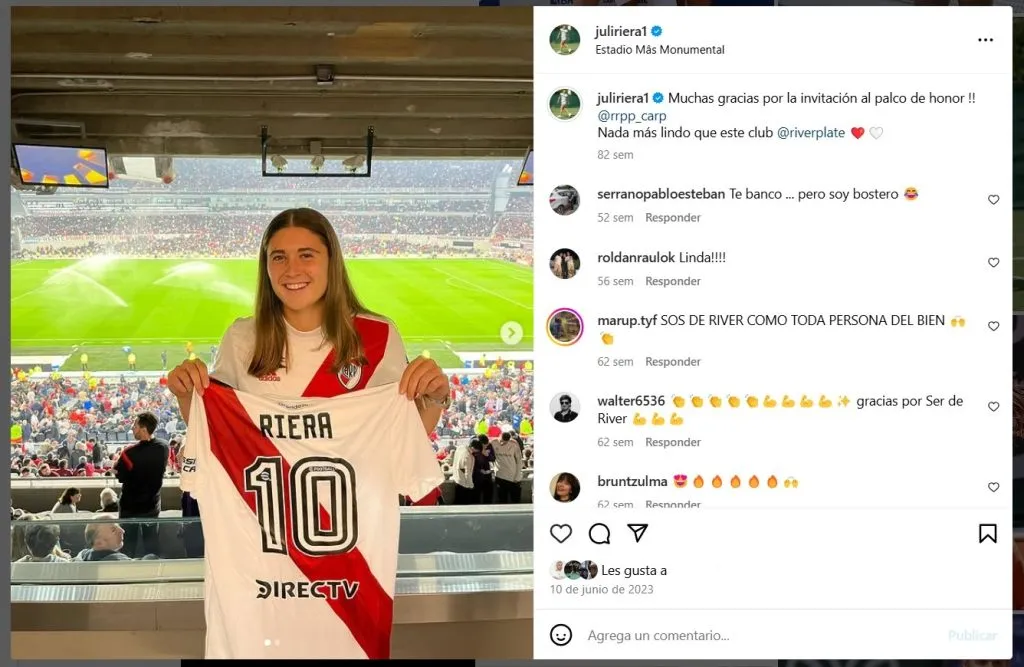 La tenista argentina Julia Riera es fanática de River Plate.