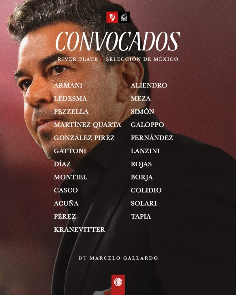 Los 23 futbolistas citados ante México (Prensa CARP).