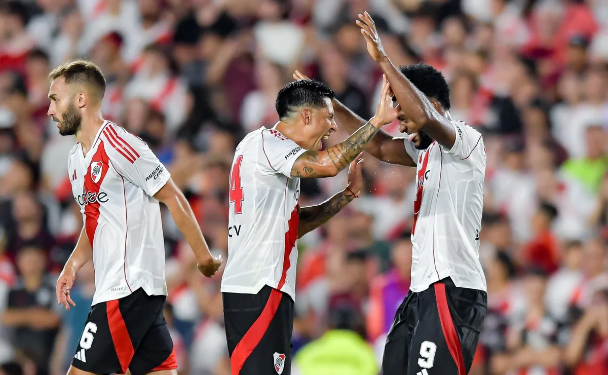 Los jugadores de River, en pleno festejo.
