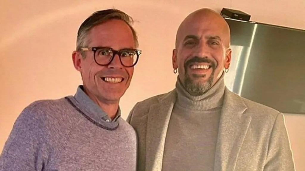 Foster Gillett y Juan Sebastián Verón, quienes van camino a ser socios en Estudiantes de La Plata.