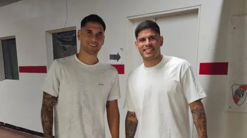 Último adiós: Villagra y Sant'Anna se despiden del plantel de River en el Monumental. El lateral derecho también se irá, pero al fútbol brasileño.