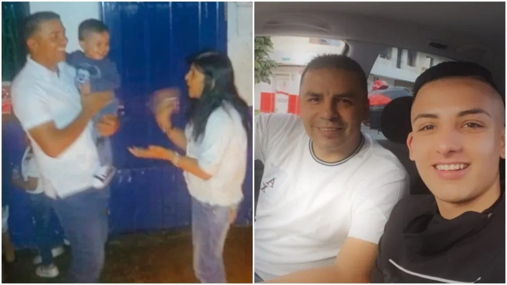 A la izquierda, Kevin Castaño en brazos de su padre, Richard. A la derecha y ya como futbolista profesional junto a él.