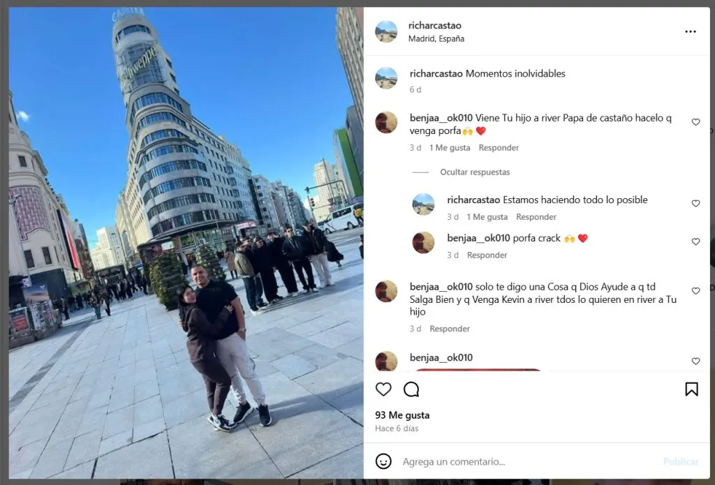 El comentario de Richard Castaño sobre el interés de River por su hijo.