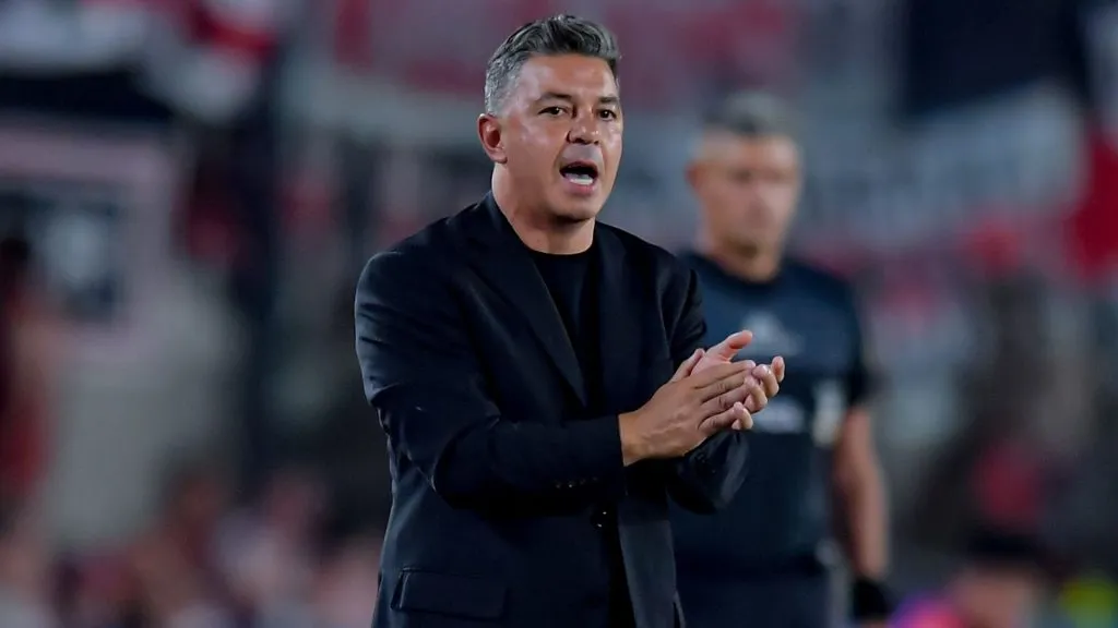 Gallardo celebró el gol de Mastantuono.