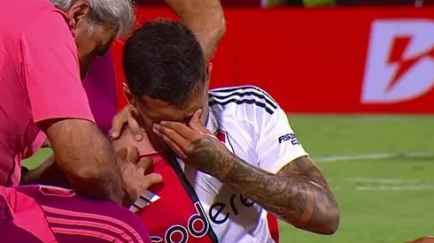 El momento de la lesión de Lanzini ante Godoy Cruz.