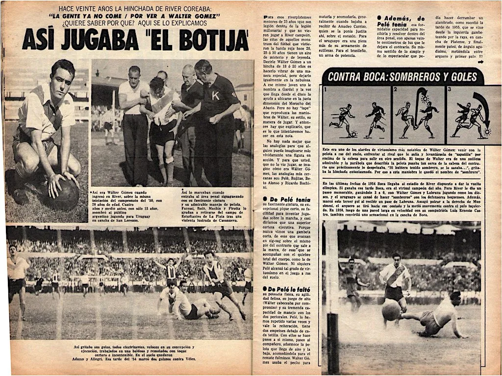 Walter Gómez tenía cosas de Pelé. Nota de El Gráfico.