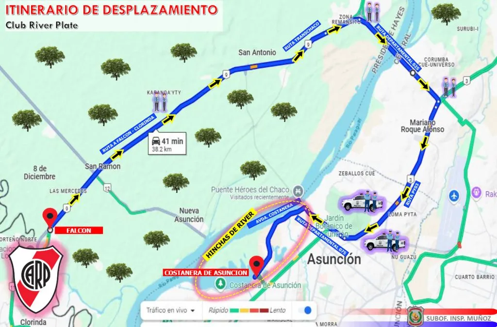 Los accesos para los hinchas de River en Paraguay.