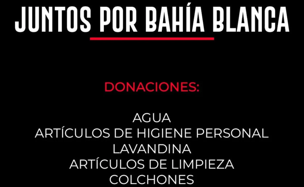 Donaciones para Bahía Blanca.
