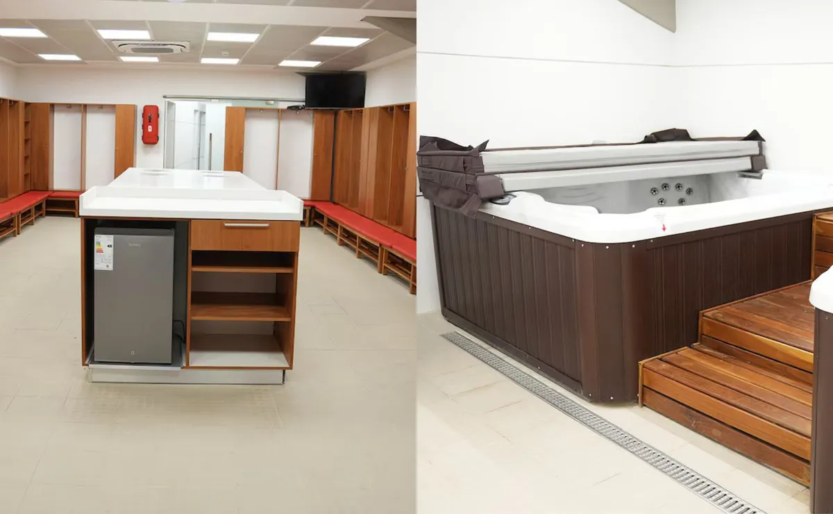 La remodelación de los nuevos vestuarios visitantes.