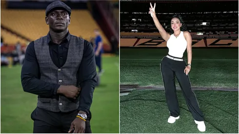 Segundo Castillo, DT de Barcelona de Ecuador, y su mujer Luisa Vidal. Su equipo será rival de River en la fase de Grupos de la Copa Libertadores 2025.