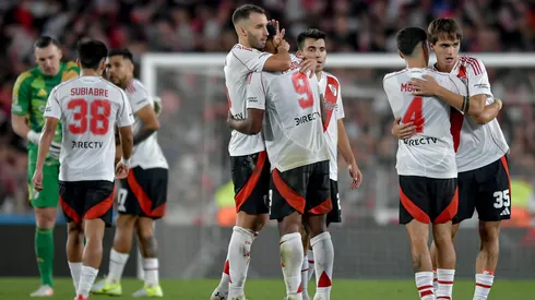 Los jugadores de River Plate, a puro festejo.