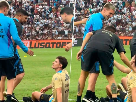 VIDEO | El imperdible saludo entre Mastantuono y Julián Álvarez