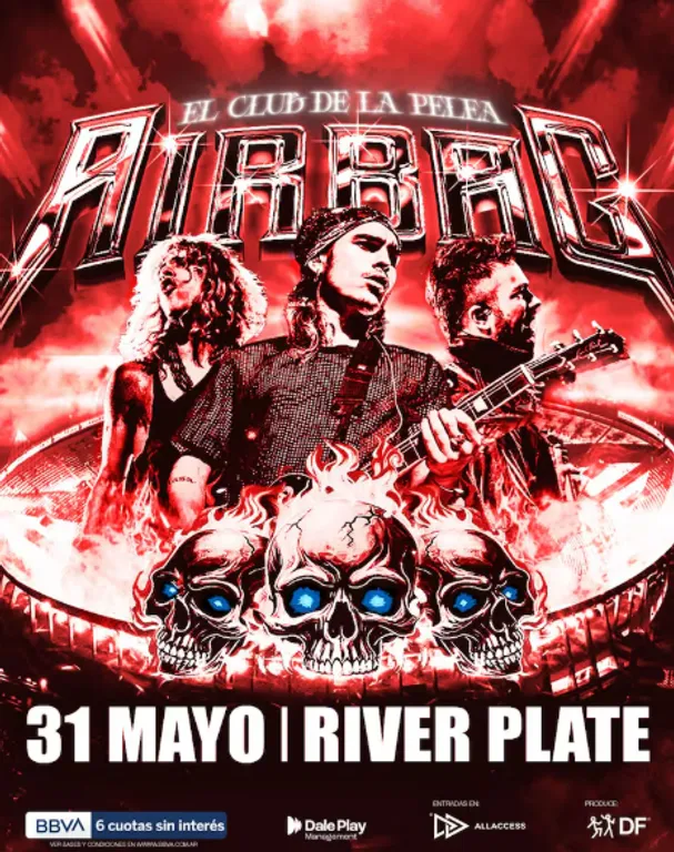 El poster con el que Airbag anunció su primera presentación en River. En las últimas horas se sumó la del 1° de junio.