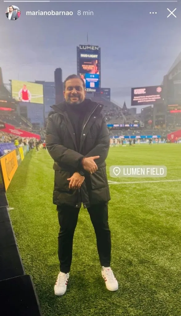 Barnao en Seattle, donde River jugará dos partidos. (Instagram @marianobarnao)