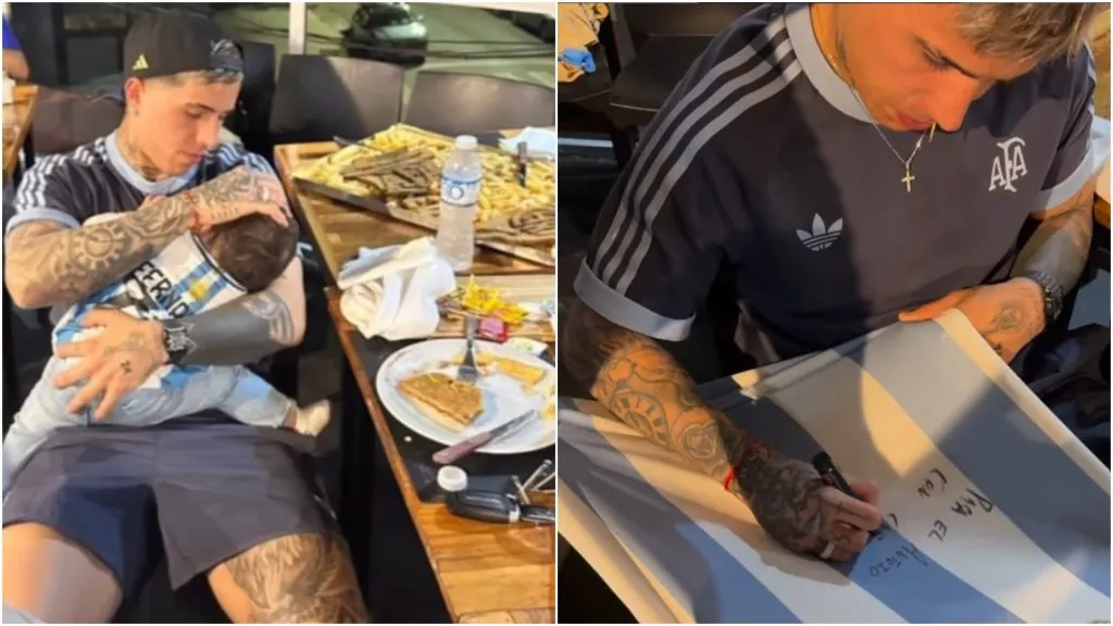 Enzo Fernández fue a comer al bodegón El Antojo tras su partidazo con la Selección Argentina ante Brasil (FOTO: @elantojo_ok2).