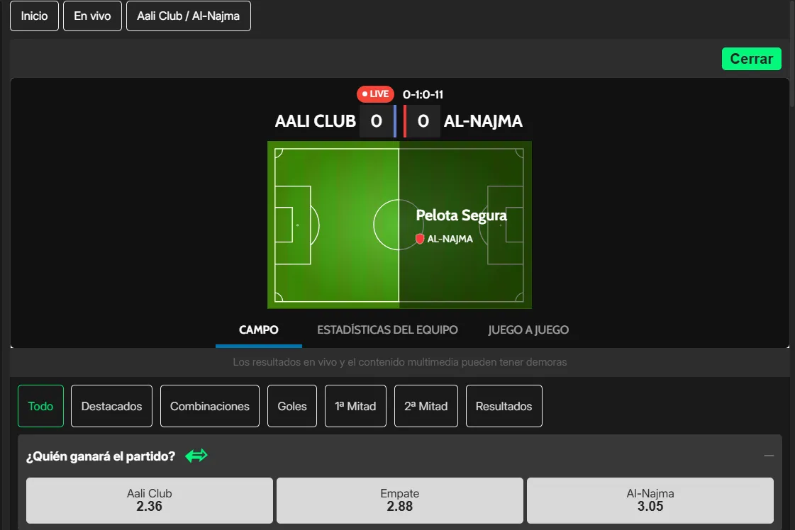 Captura realizada desde la web de bplay