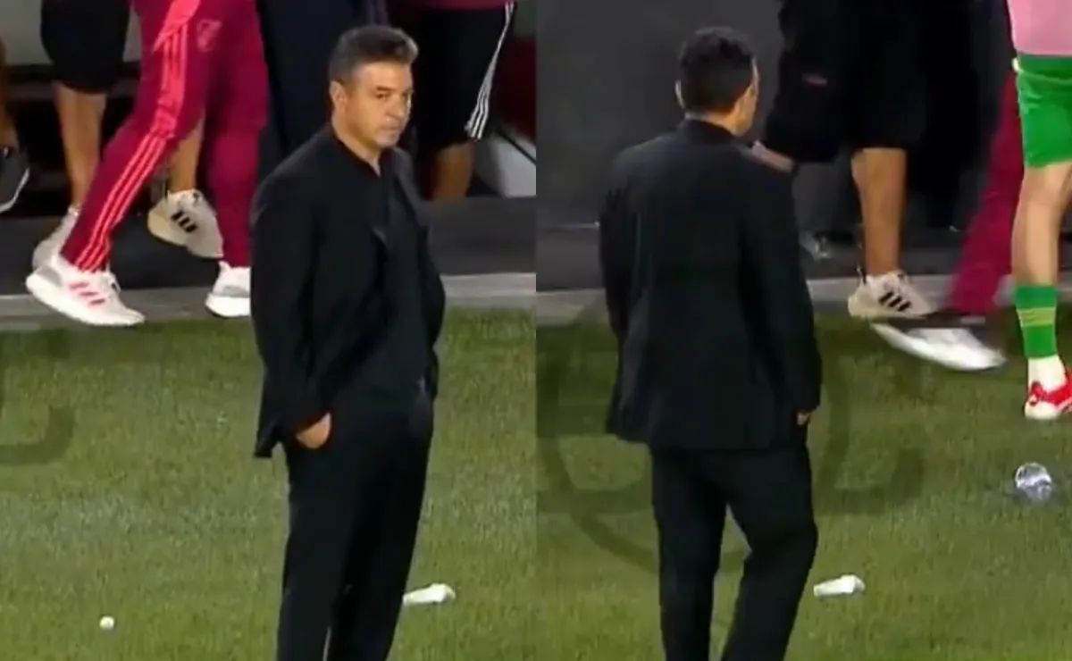 Así reaccionó Gallardo al empate de Rosario Central (Captura: ESPN).