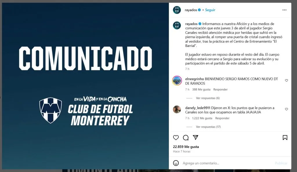 El comunicado de Rayados de Monterrey tras la pelea de Demichelis con Canales (FOTO: @Rayados).