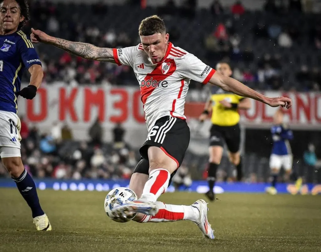 Franco Carboni apenas jugó un partido en River, pero no oficial. Fue un amistoso ante Millonarios de Colombia (FOTO: @frankitocarboni_)