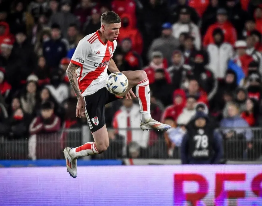 Franco Carboni jugó un solo partido en su paso por River. Un amistoso ante Millonarios de Colombia. Llegó con Martín Demichelis, pero Marcelo Gallardo no lo tuvo en cuenta (FOTO: @frankitocarboni_).