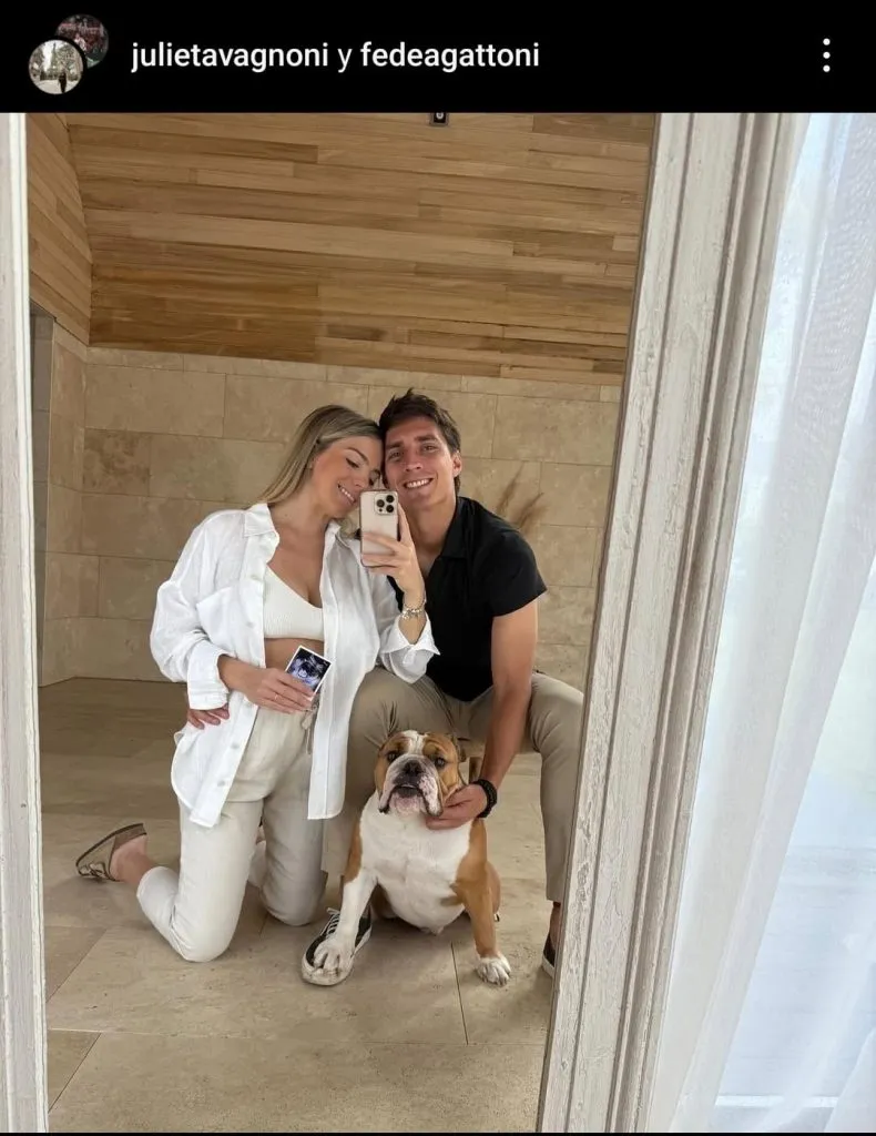 La publicación de Gattoni para anunciar que será padre.