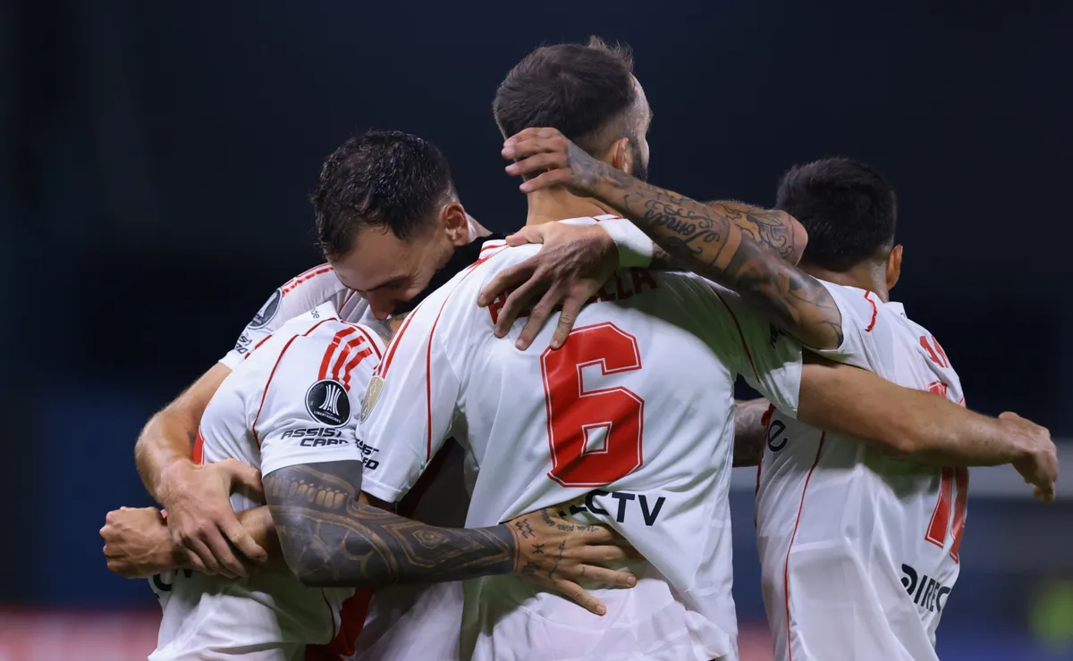 Los jugadores de River Plate, a puro festejo.