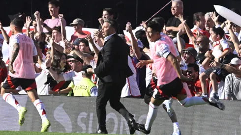 El festejo de Gallardo tras ganar el Superclásico.