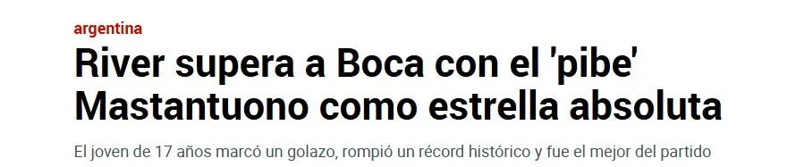 Marca se rindió ante Mastantuono.