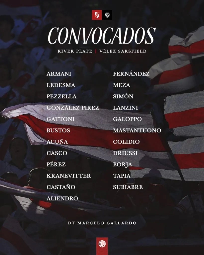 Los convocados de River.