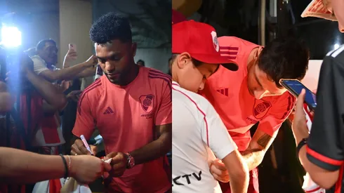 River llegó al hotel y saludo a los hinchas en la noche de miércoles.