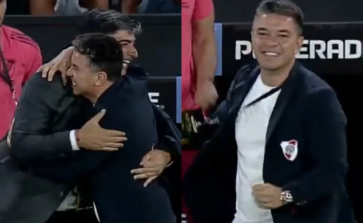 Gallardo celebró con todo el gol de Borja.