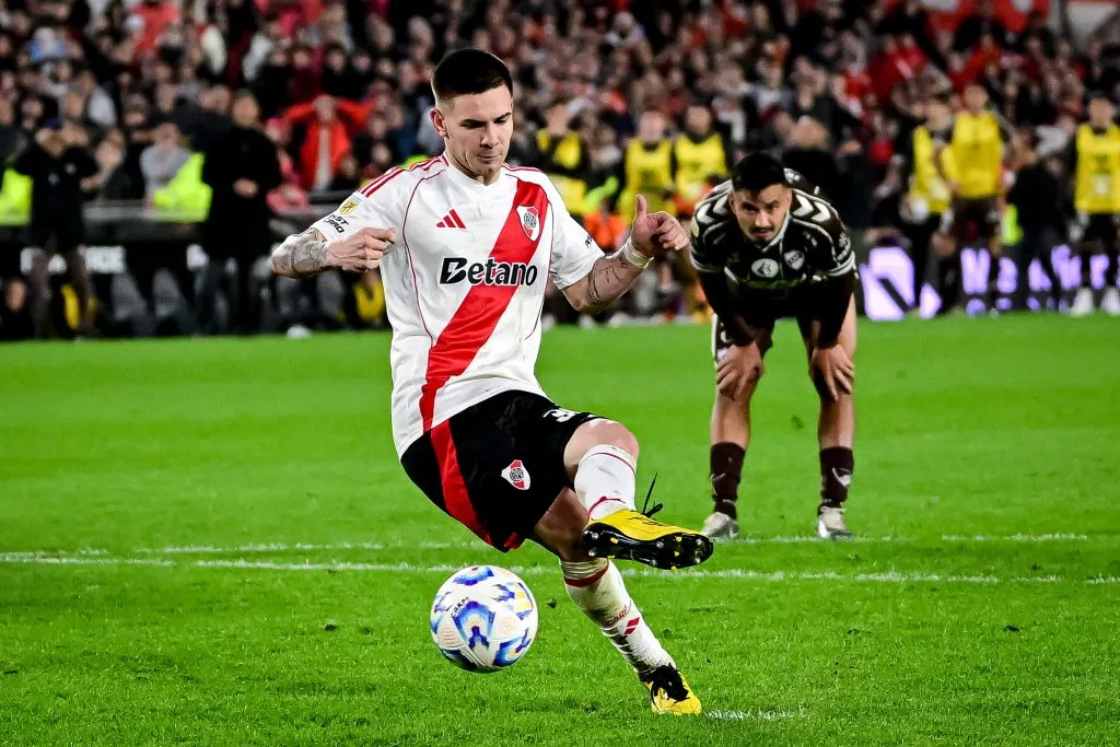 Mastantuono no brilló, pero tuvo un peso específico para River. (Getty Images)