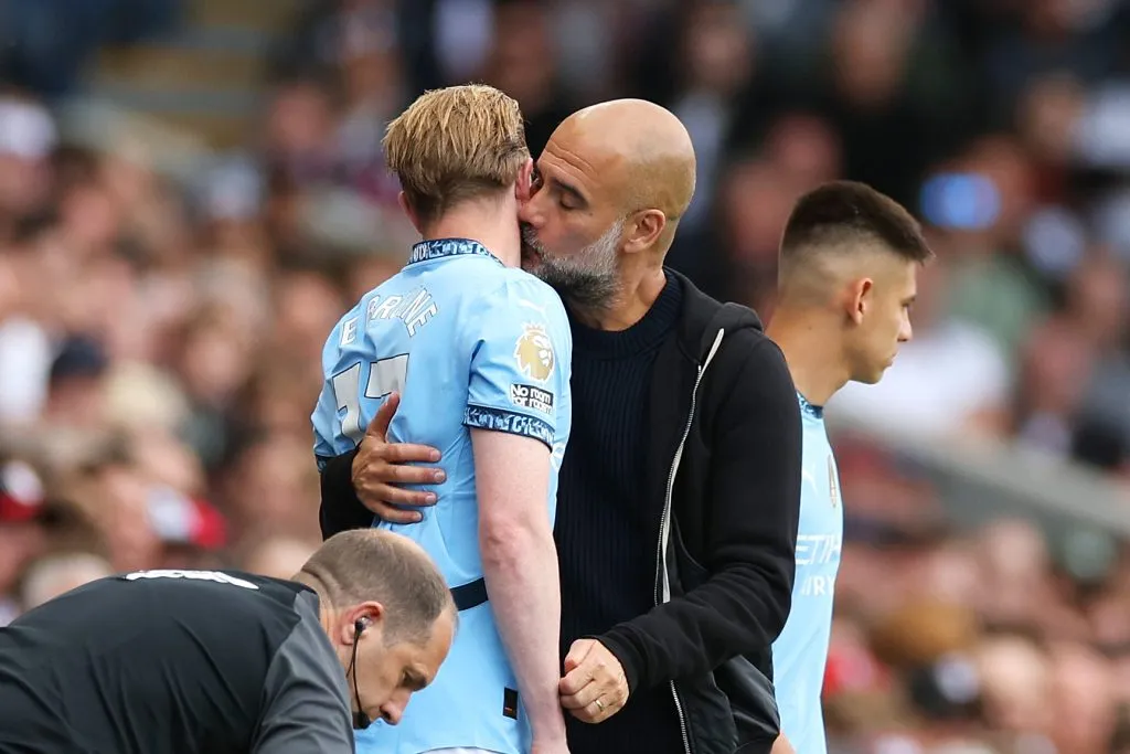 Kevin De Bruyne jugó su último partido con la camiseta del City e ingresó a la cancha junto a Echeverri. (Foto: Getty).