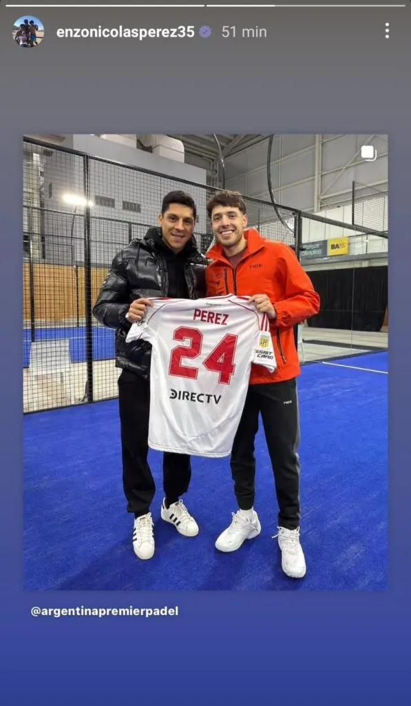 Enzo Pérez y su otra pasión, el pádel (Foto: Instagram).